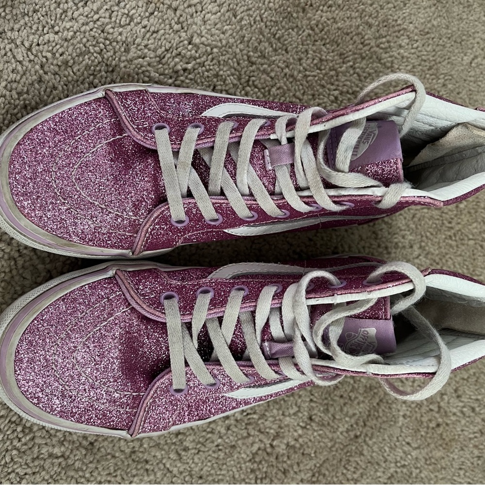 Vans Kids Sk8-Hi Zip Glitter Shoes High Tops Sneakers - Picture 6 of 7